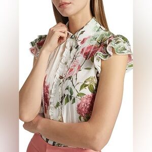 Alice and Olivia Minda Silk Ruffled Blouse $395 NWT